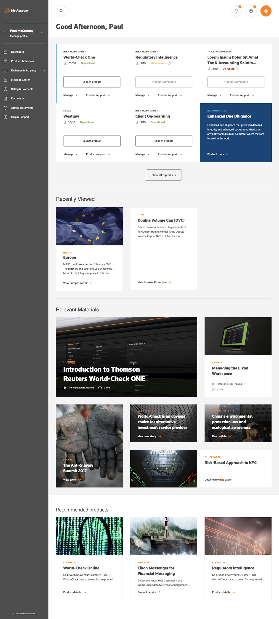 Final homepage · desktop · status indicators · product cards