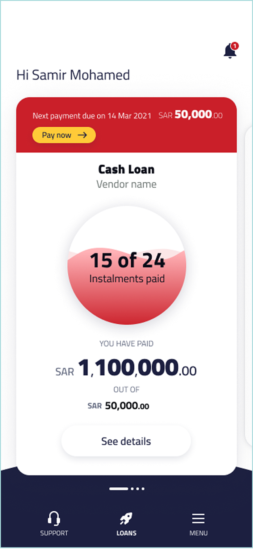 Overdue · alert-red header, ring shifts red · EN (LTR)