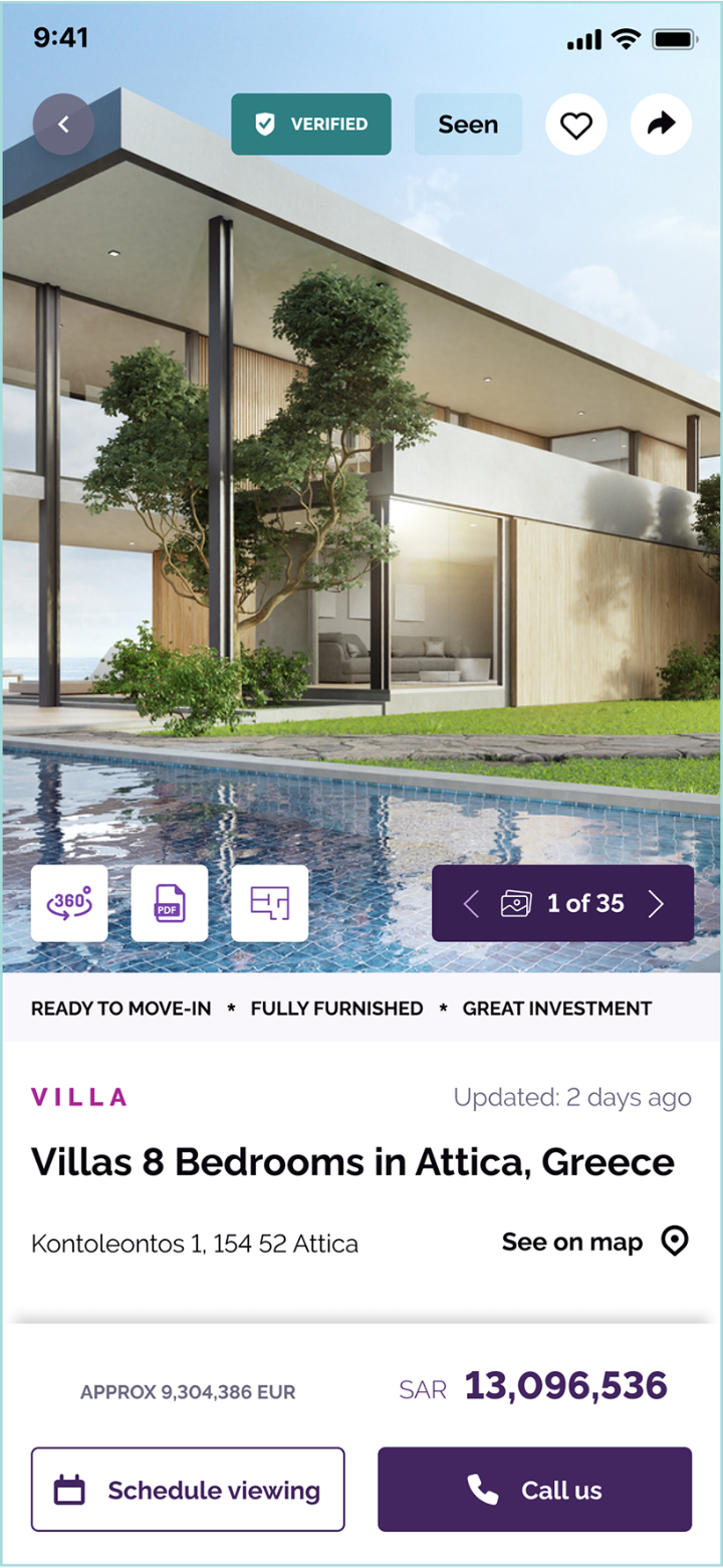 Property detail · verified badge · 1 of 35 carousel · EN (LTR)