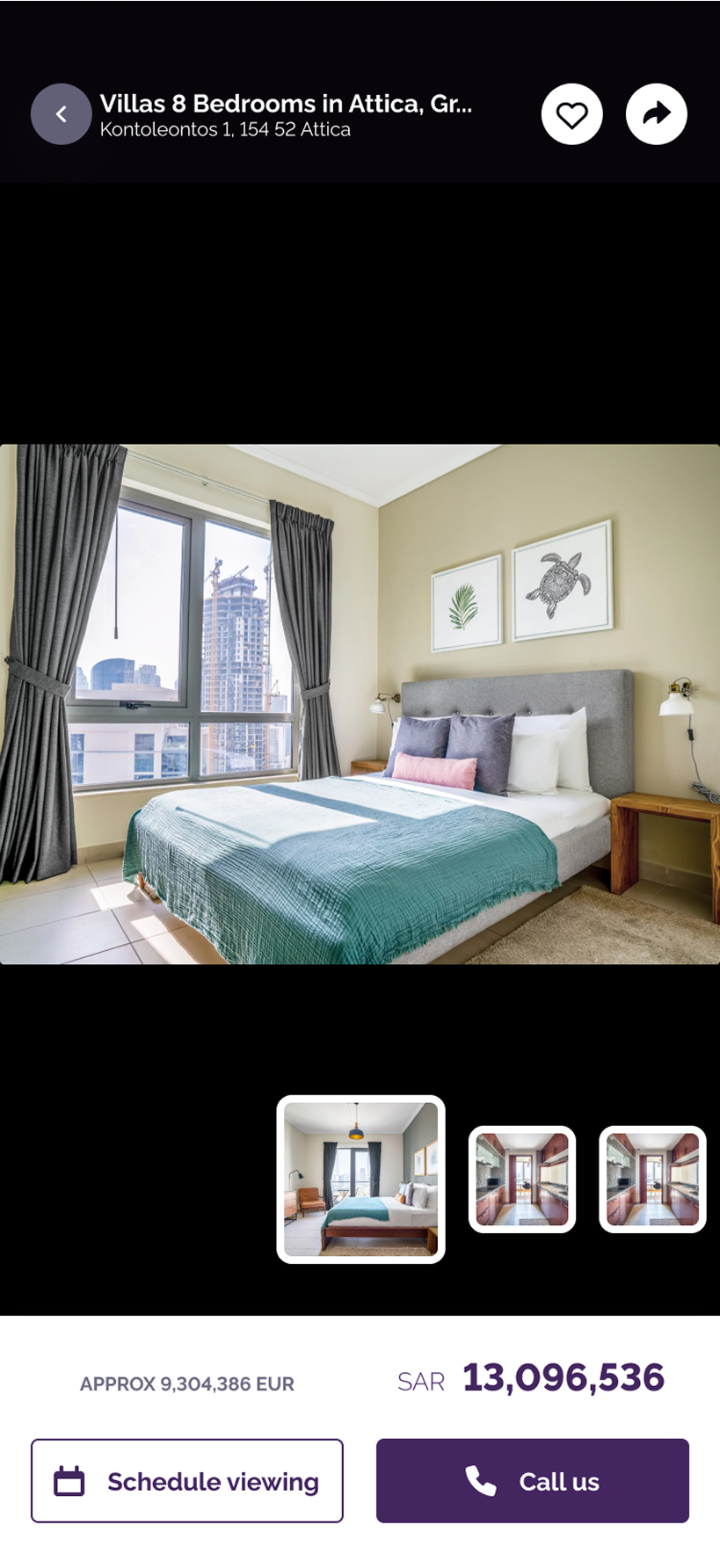 Single-photo focus · thumbnail strip · slow down on the rooms that matter · EN (LTR)