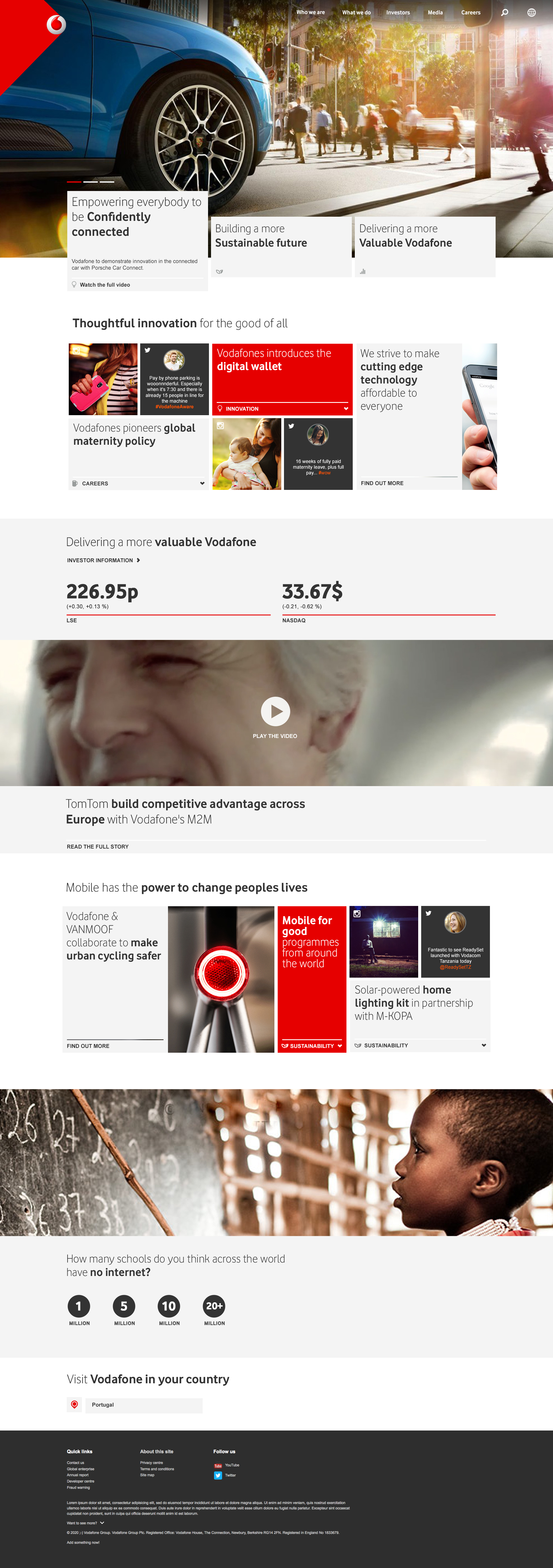 vodafone.com homepage · large desktop · repeat-visit state · personalised modules in place